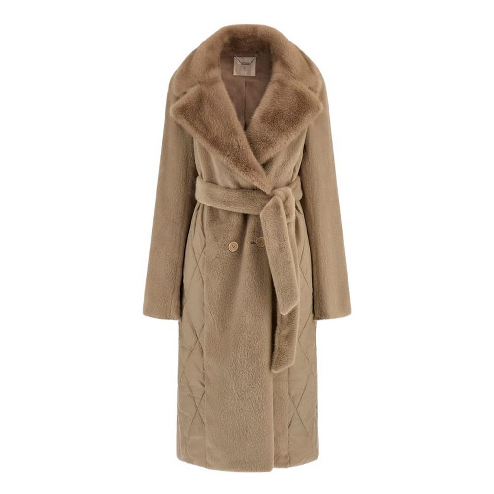GUESS JOLE FAUX FUR MIX NYLON COAT ΠΑΛΤΟ ΓΥΝΑΙΚΕΙΟ BEIGE