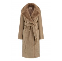 GUESS JOLE FAUX FUR MIX NYLON COAT ΠΑΛΤΟ ΓΥΝΑΙΚΕΙΟ BEIGE