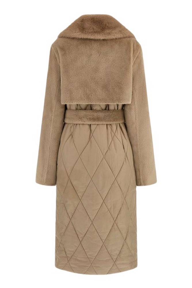 GUESS JOLE FAUX FUR MIX NYLON COAT ΠΑΛΤΟ ΓΥΝΑΙΚΕΙΟ BEIGE