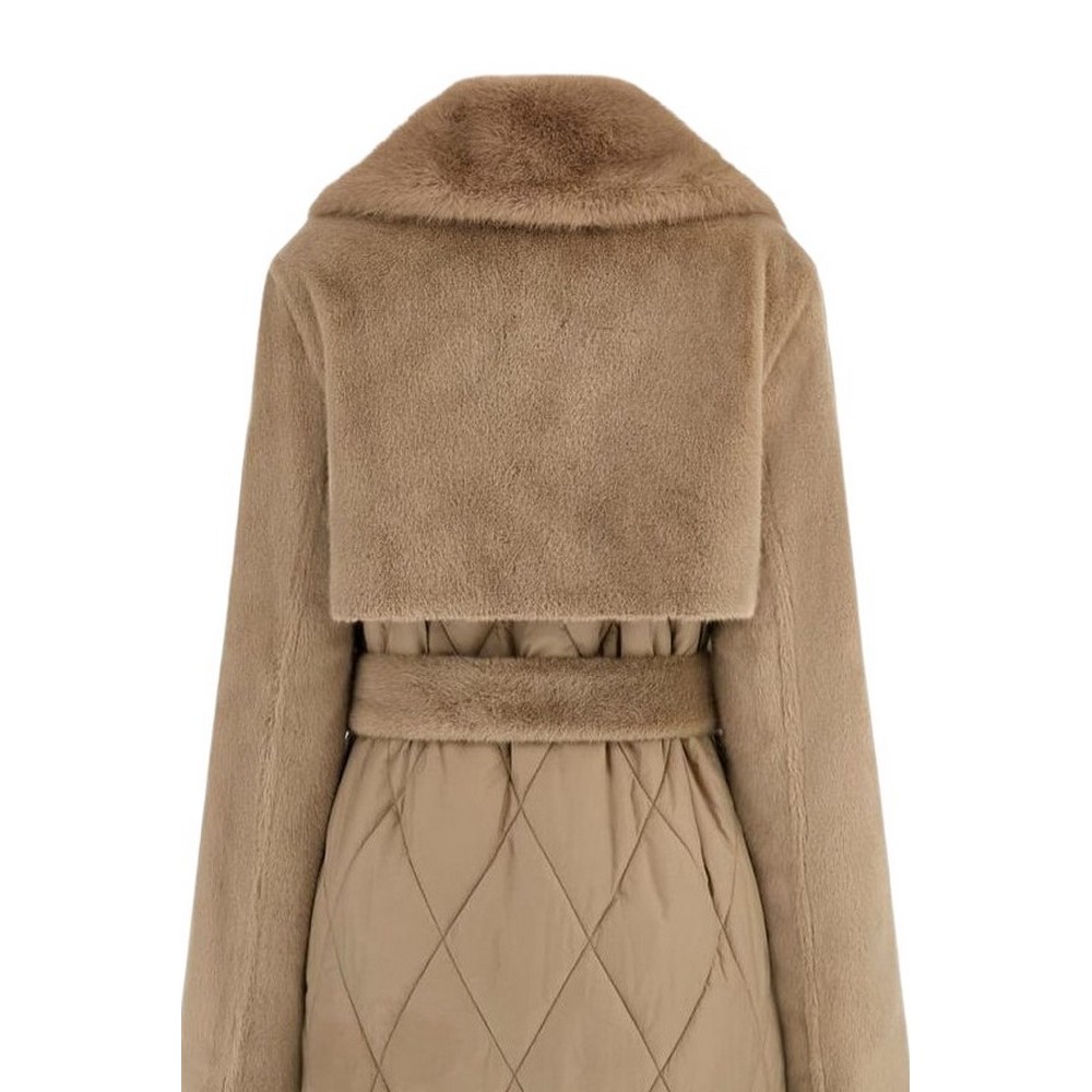 GUESS JOLE FAUX FUR MIX NYLON COAT ΠΑΛΤΟ ΓΥΝΑΙΚΕΙΟ BEIGE
