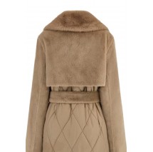 GUESS JOLE FAUX FUR MIX NYLON COAT ΠΑΛΤΟ ΓΥΝΑΙΚΕΙΟ BEIGE
