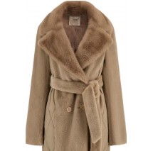 GUESS JOLE FAUX FUR MIX NYLON COAT ΠΑΛΤΟ ΓΥΝΑΙΚΕΙΟ BEIGE