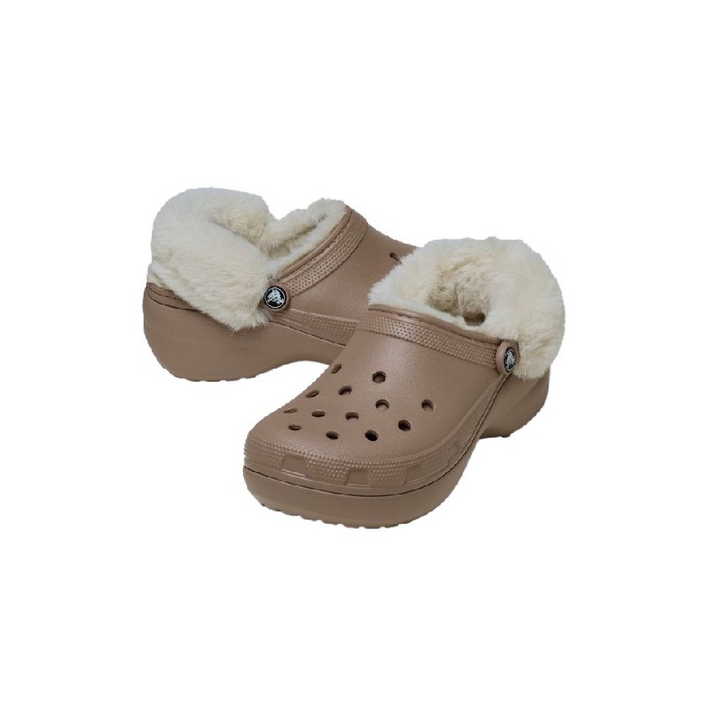 CROCS CLASSIC PLATFORM FUZZ LINED CLOG 212854 ΠΕΔΙΛΟ ΓΥΝΑΙΚΕΙΟ LATTE