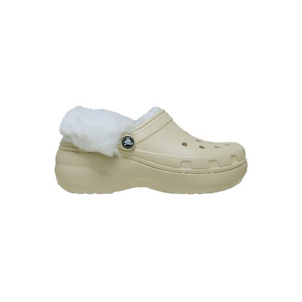 CROCS CLASSIC PLATFORM FUZZ LINED CLOG 212854 ΠΕΔΙΛΟ ΓΥΝΑΙΚΕΙΟ ECRU