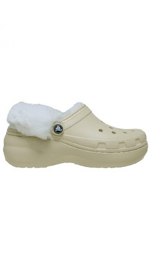CROCS CLASSIC PLATFORM FUZZ LINED CLOG 212854 ΠΕΔΙΛΟ ΓΥΝΑΙΚΕΙΟ ECRU