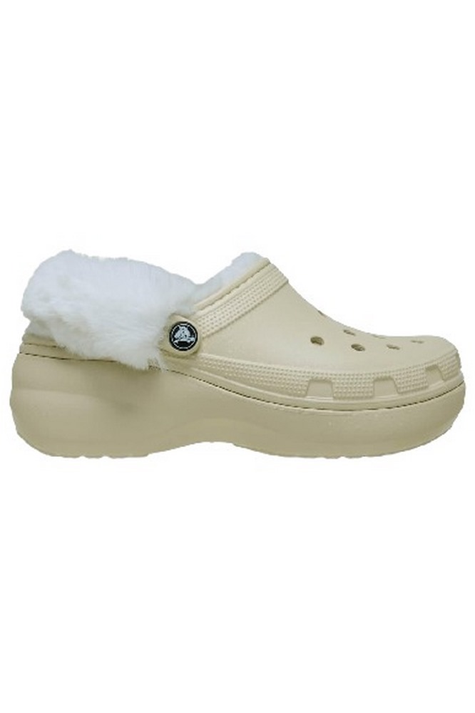 CROCS CLASSIC PLATFORM FUZZ LINED CLOG 212854 ΠΕΔΙΛΟ ΓΥΝΑΙΚΕΙΟ ECRU