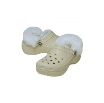 CROCS CLASSIC PLATFORM FUZZ LINED CLOG 212854 ΠΕΔΙΛΟ ΓΥΝΑΙΚΕΙΟ ECRU
