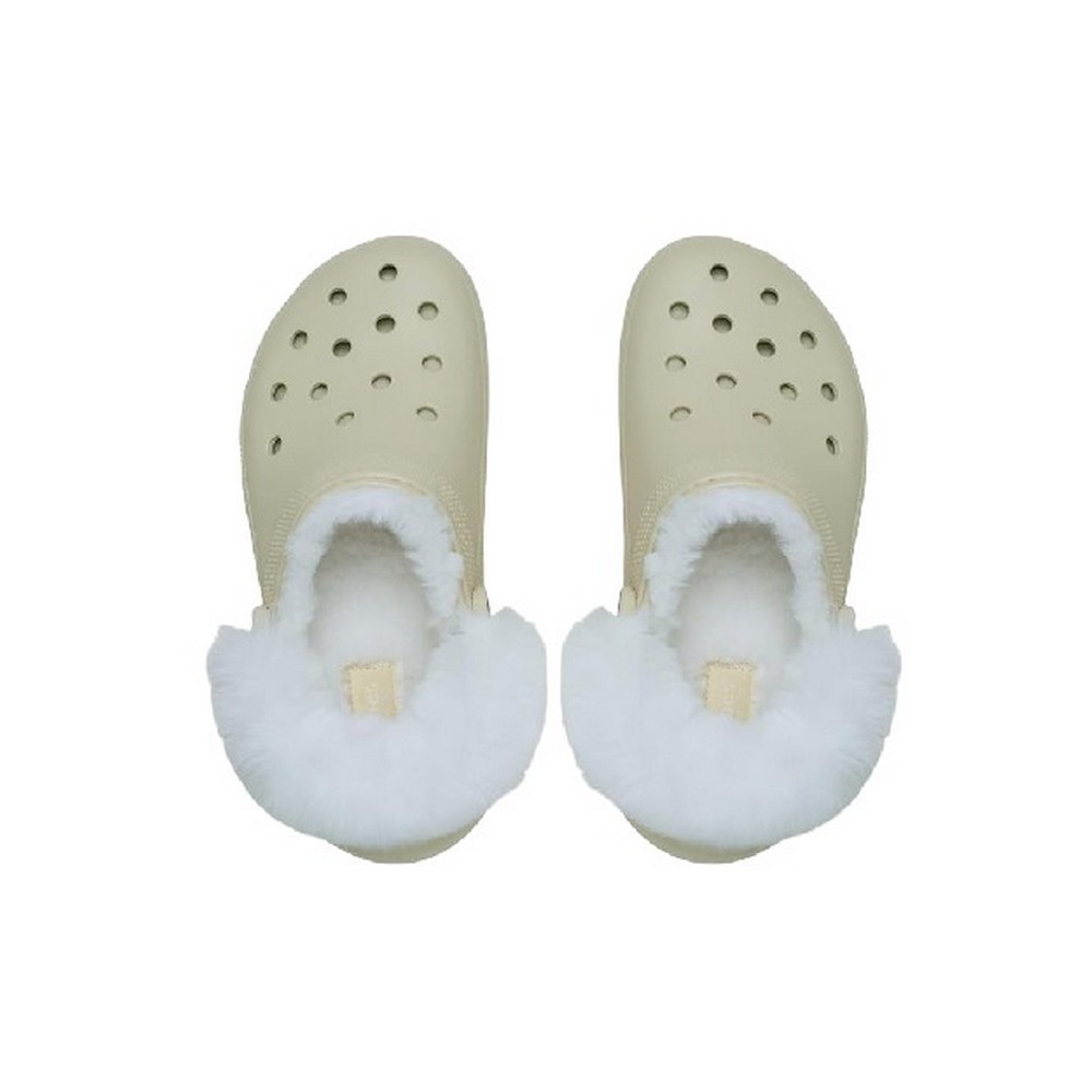 CROCS CLASSIC PLATFORM FUZZ LINED CLOG 212854 ΠΕΔΙΛΟ ΓΥΝΑΙΚΕΙΟ ECRU