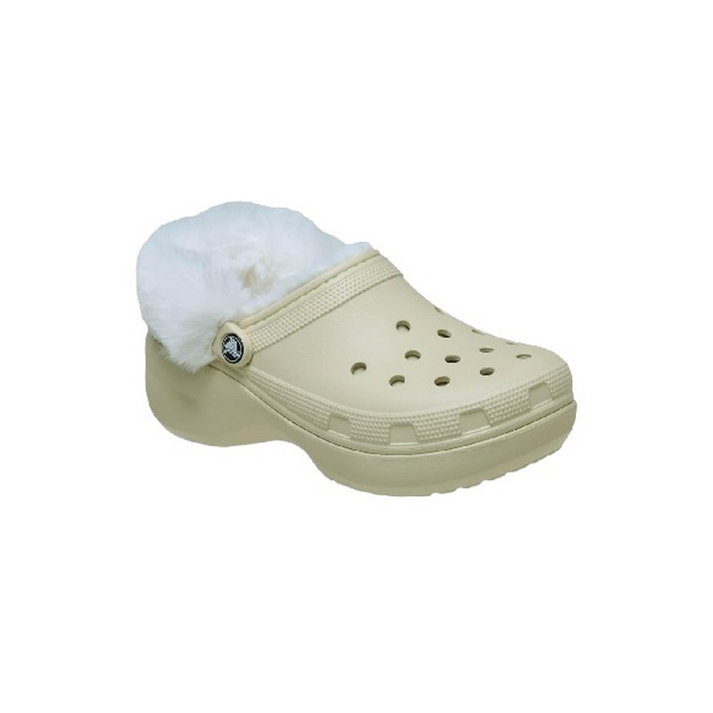 CROCS CLASSIC PLATFORM FUZZ LINED CLOG 212854 ΠΕΔΙΛΟ ΓΥΝΑΙΚΕΙΟ ECRU