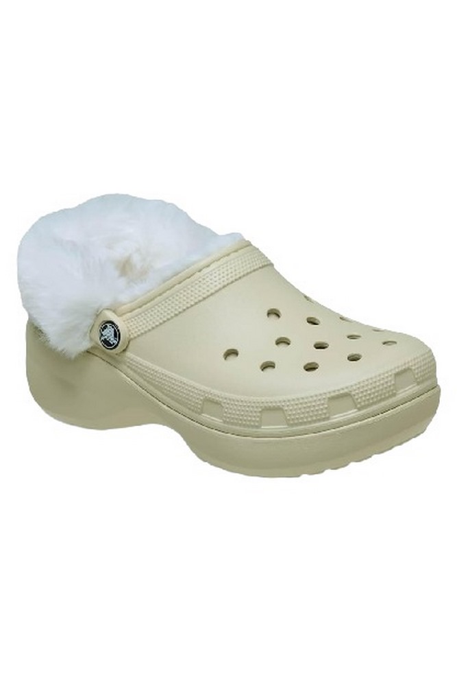 CROCS CLASSIC PLATFORM FUZZ LINED CLOG 212854 ΠΕΔΙΛΟ ΓΥΝΑΙΚΕΙΟ ECRU