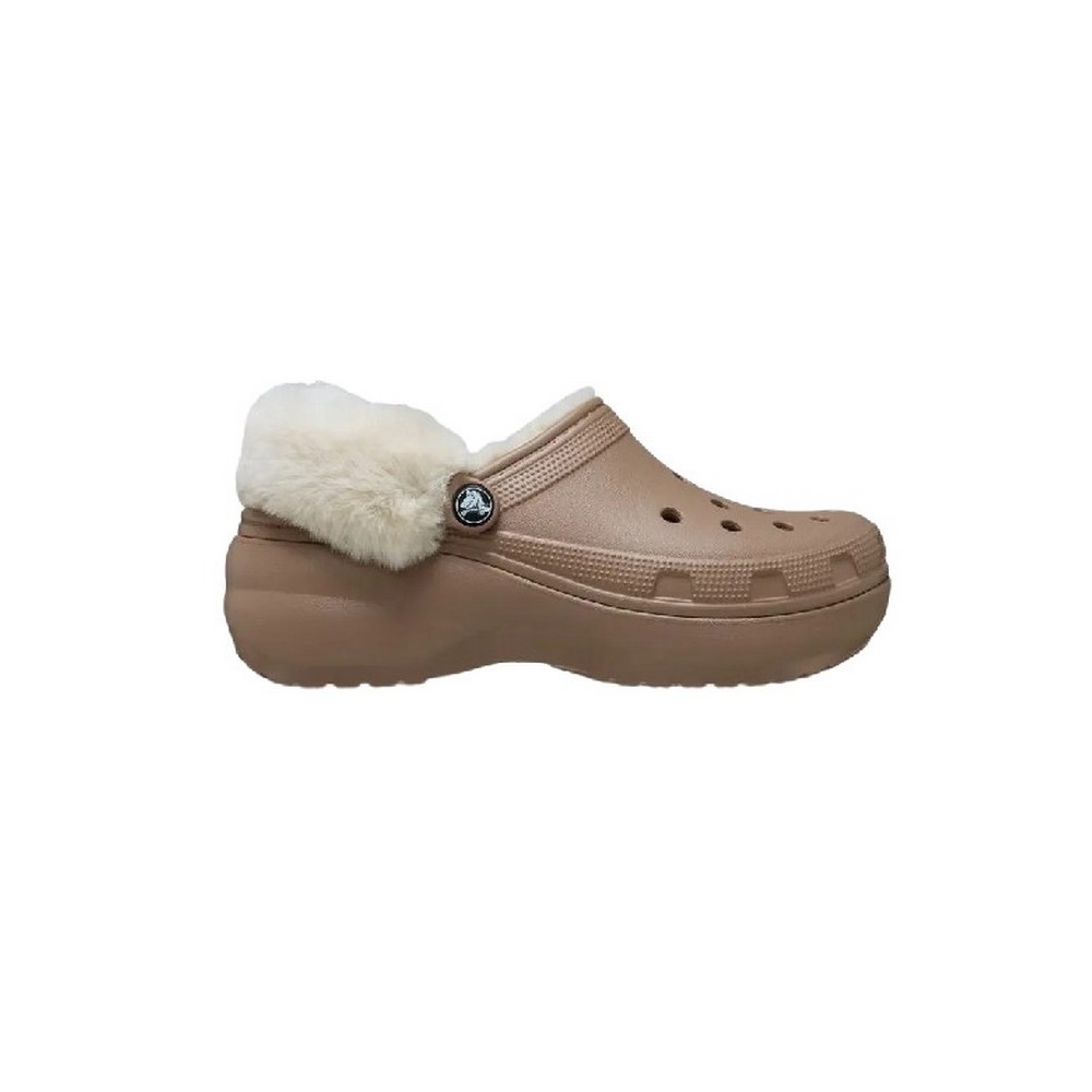CROCS CLASSIC PLATFORM FUZZ LINED CLOG 212854 ΠΕΔΙΛΟ ΓΥΝΑΙΚΕΙΟ LATTE