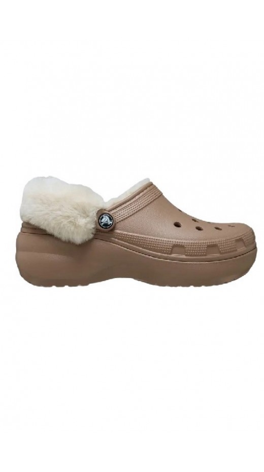 CROCS CLASSIC PLATFORM FUZZ LINED CLOG 212854 ΠΕΔΙΛΟ ΓΥΝΑΙΚΕΙΟ LATTE
