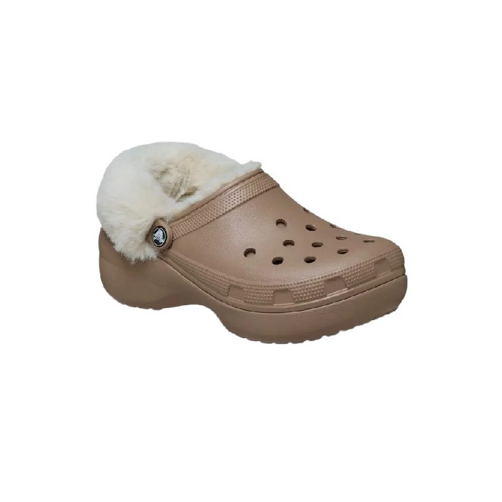 CROCS CLASSIC PLATFORM FUZZ LINED CLOG 212854 ΠΕΔΙΛΟ ΓΥΝΑΙΚΕΙΟ LATTE