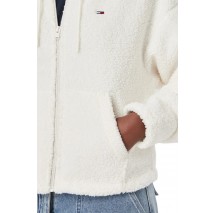 TOMMY JEANS TEDDY HOODED ZIP THRU EXT ΖΑΚΕΤΑ ΓΥΝΑΙΚΕΙΑ OFF WHITE