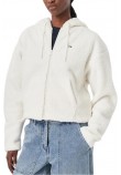 TOMMY JEANS TEDDY HOODED ZIP THRU EXT ΖΑΚΕΤΑ ΓΥΝΑΙΚΕΙΑ OFF WHITE