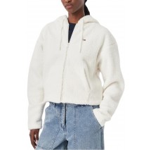 TOMMY JEANS TEDDY HOODED ZIP THRU EXT ΖΑΚΕΤΑ ΓΥΝΑΙΚΕΙΑ OFF WHITE