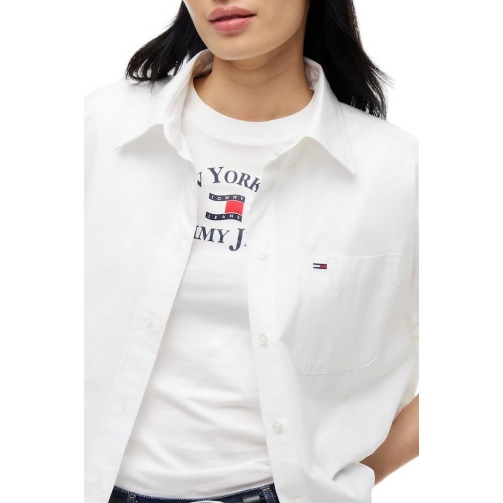 TOMMY JEANS OVS CRP ESSENTIAL SHIRT EXT ΠΟΥΚΑΜΙΣΟ ΓΥΝΑΙΚΕΙΟ ECRU