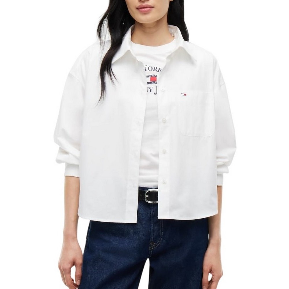 TOMMY JEANS OVS CRP ESSENTIAL SHIRT EXT ΠΟΥΚΑΜΙΣΟ ΓΥΝΑΙΚΕΙΟ ECRU