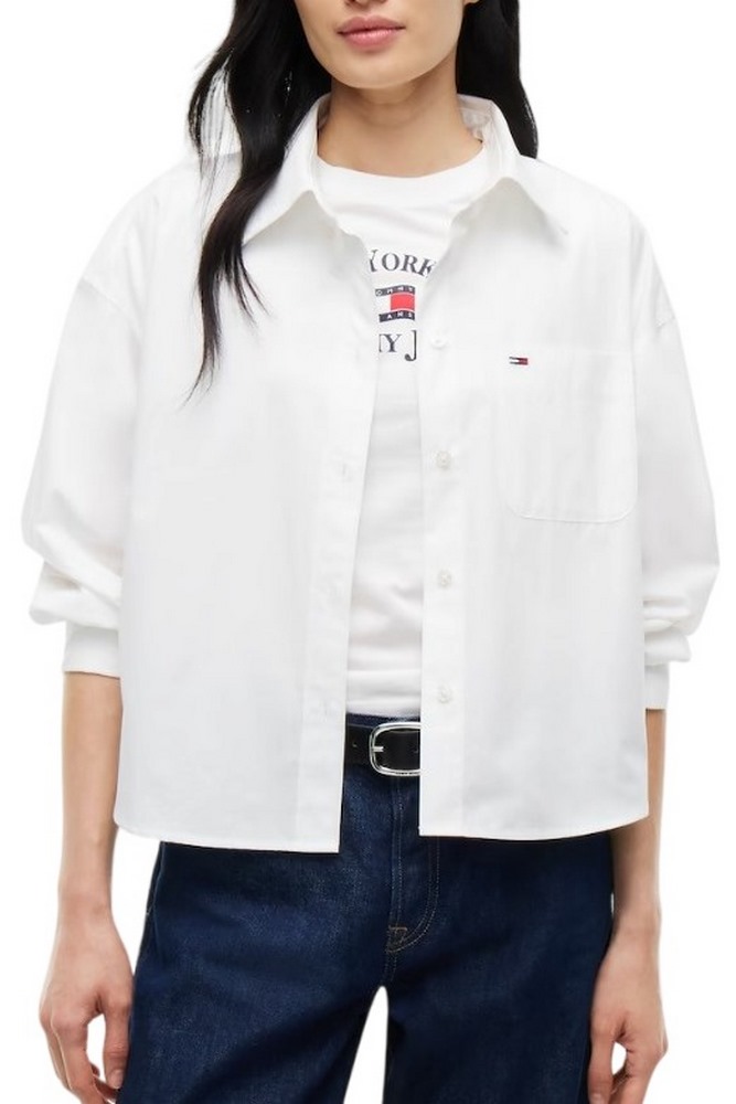 TOMMY JEANS OVS CRP ESSENTIAL SHIRT EXT ΠΟΥΚΑΜΙΣΟ ΓΥΝΑΙΚΕΙΟ ECRU