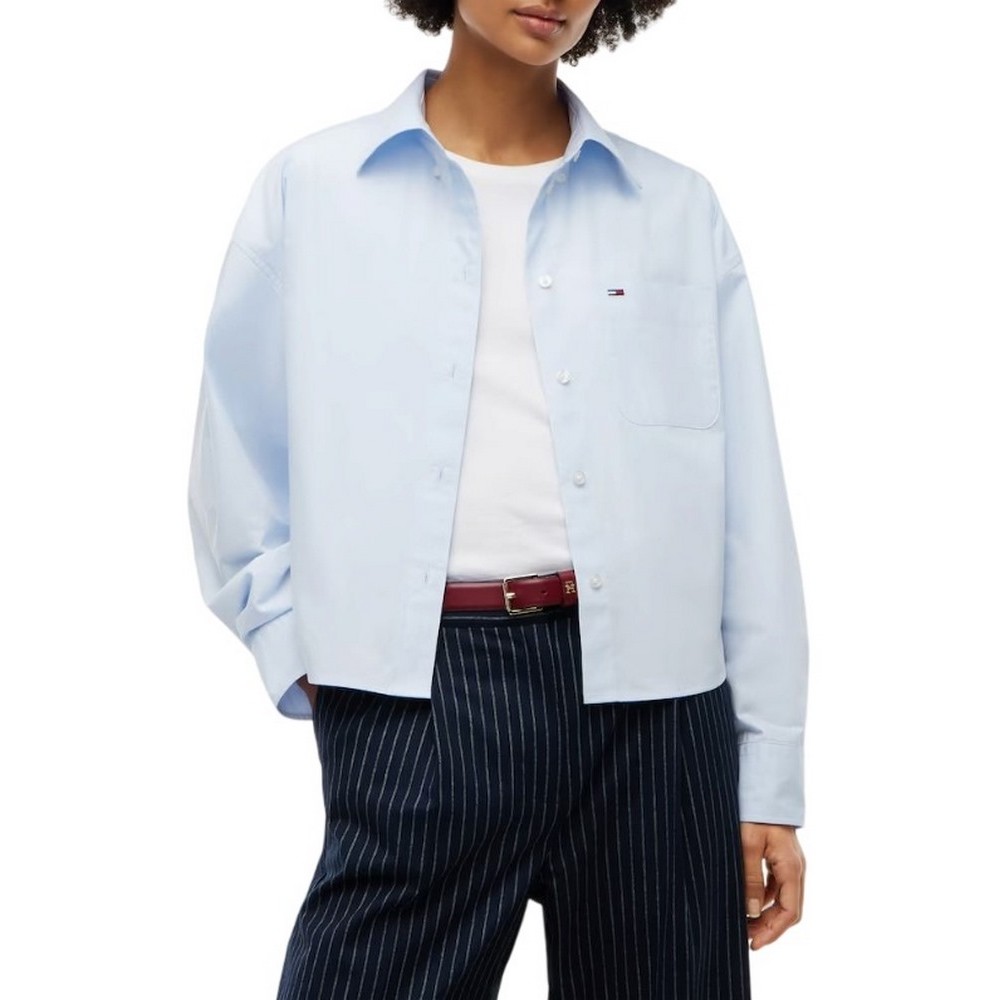 TOMMY JEANS OVS CRP ESSENTIAL SHIRT EXT ΠΟΥΚΑΜΙΣΟ ΓΥΝΑΙΚΕΙΟ CIEL