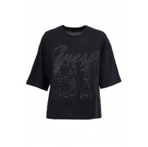 GUESS 81 RHINESTONE NEW CREW T-SHIRT ΜΠΛΟΥΖΑ ΓΥΝΑΙΚΕΙΑ BLACK