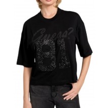 GUESS 81 RHINESTONE NEW CREW T-SHIRT ΜΠΛΟΥΖΑ ΓΥΝΑΙΚΕΙΑ BLACK