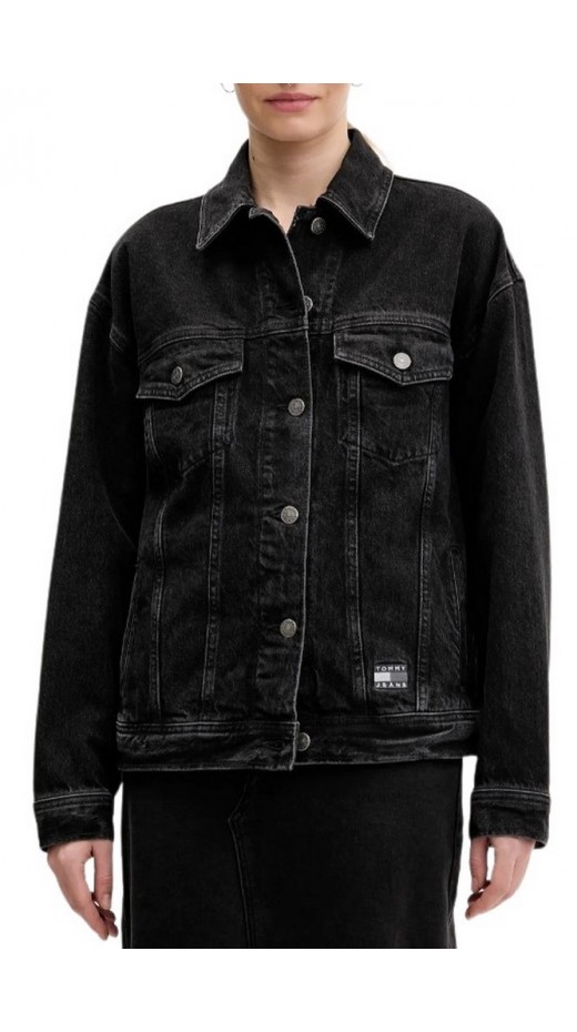 TOMMY JEANS OVSZ TRCKR JKT FLAG EI6081 EXT ΤΖΙΝ ΜΠΟΥΦΑΝ ΓΥΝΑΙΚΕΙΟ DENIM BLACK