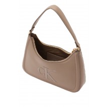 CALVIN KLEIN RAISED CK SMALL SHOULDER BAG ΤΣΑΝΤΑ ΓΥΝΑΙΚΕΙΑ TAUPE