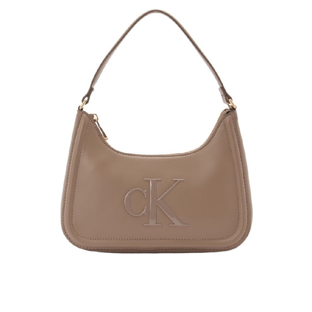 CALVIN KLEIN RAISED CK SMALL SHOULDER BAG ΤΣΑΝΤΑ ΓΥΝΑΙΚΕΙΑ TAUPE