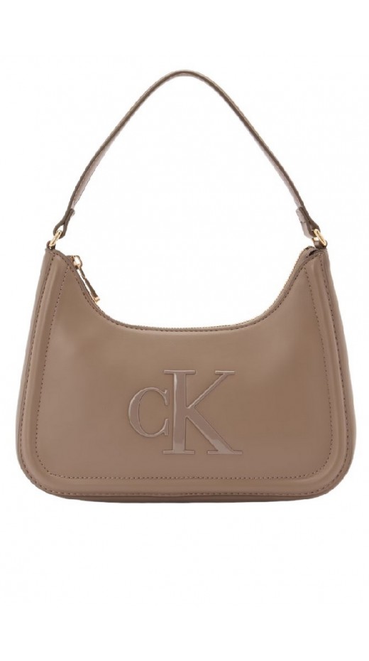 CALVIN KLEIN RAISED SMALL SHOULDER BAG ΤΣΑΝΤΑ ΓΥΝΑΙΚΕΙΑ TAUPE