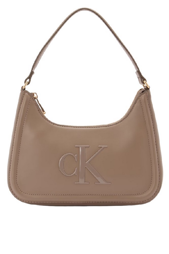 CALVIN KLEIN RAISED CK SMALL SHOULDER BAG ΤΣΑΝΤΑ ΓΥΝΑΙΚΕΙΑ TAUPE