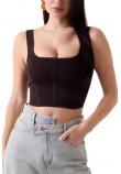 GUESS ESME CORSET TOP SWTR ΤΟΠ ΜΠΛΟΥΖΑ ΓΥΝΑΙΚΕΙΑ BROWN