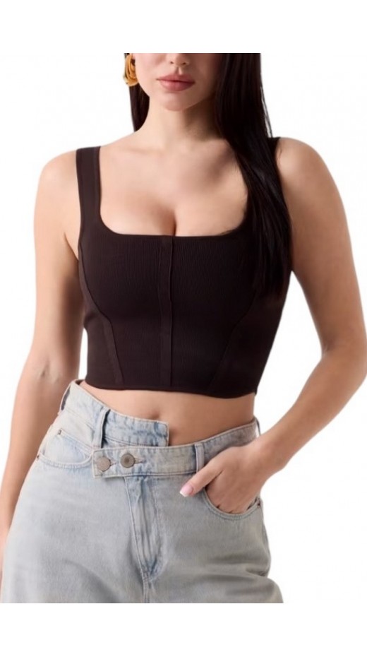GUESS ESME CORSET TOP SWTR ΤΟΠ ΜΠΛΟΥΖΑ ΓΥΝΑΙΚΕΙΑ BROWN