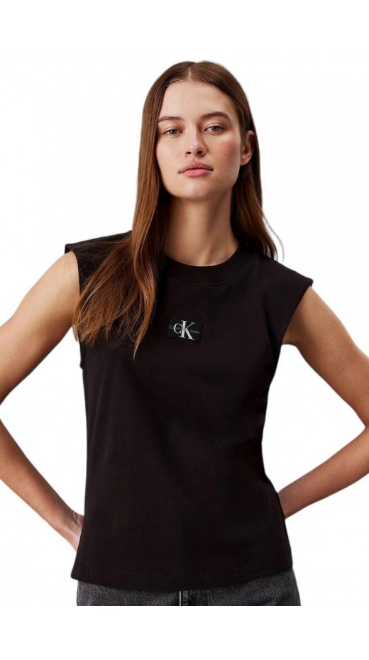 CALVIN KLEIN JEANS WOVEN LABEL LOOSE MUSCLE ΜΠΛΥΖΑ ΓΥΝΑΙΚΕΙΑ BLACK