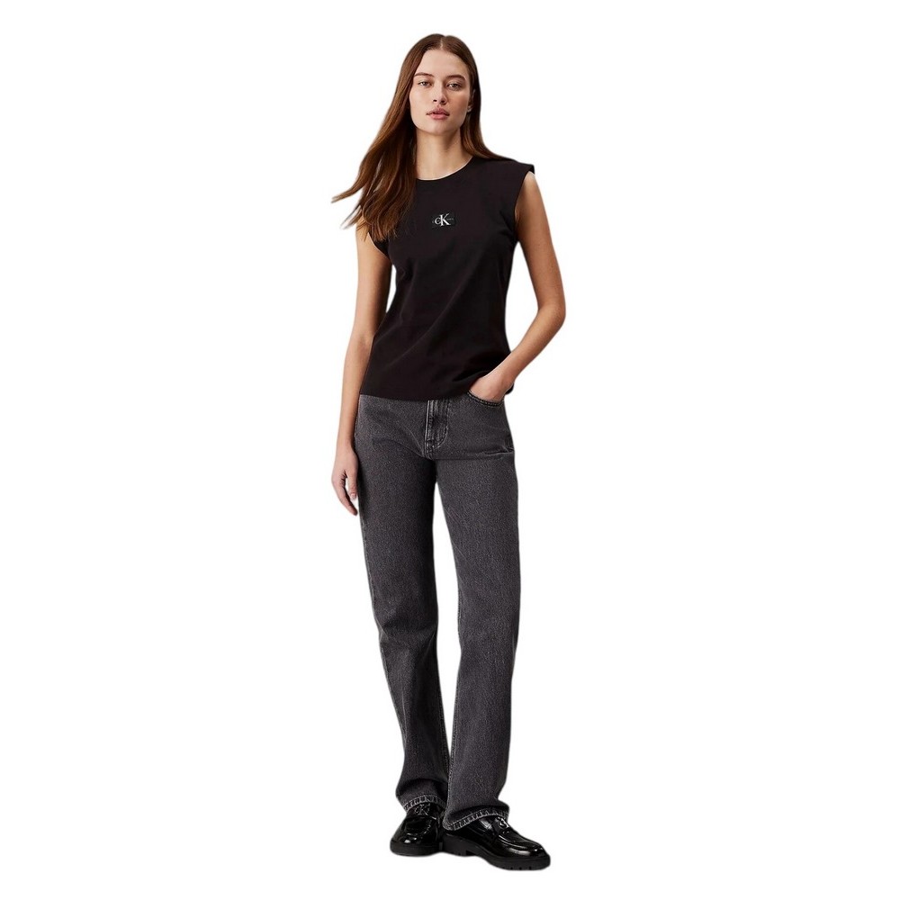 CALVIN KLEIN JEANS WOVEN LABEL LOOSE MUSCLE ΜΠΛΟΥΖΑ ΓΥΝΑΙΚΕΙΑ BLACK