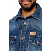 HUGO BOSS EBANT CASUAL SHIRT ΠΟΥΚΑΜΙΣΟ ΤΖΙΝ ΑΝΔΡΙΚΟ BLUΕ DENIM