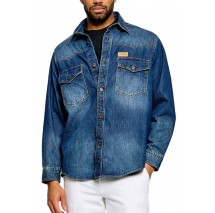 HUGO BOSS EBANT CASUAL SHIRT ΠΟΥΚΑΜΙΣΟ ΤΖΙΝ ΑΝΔΡΙΚΟ BLUΕ DENIM