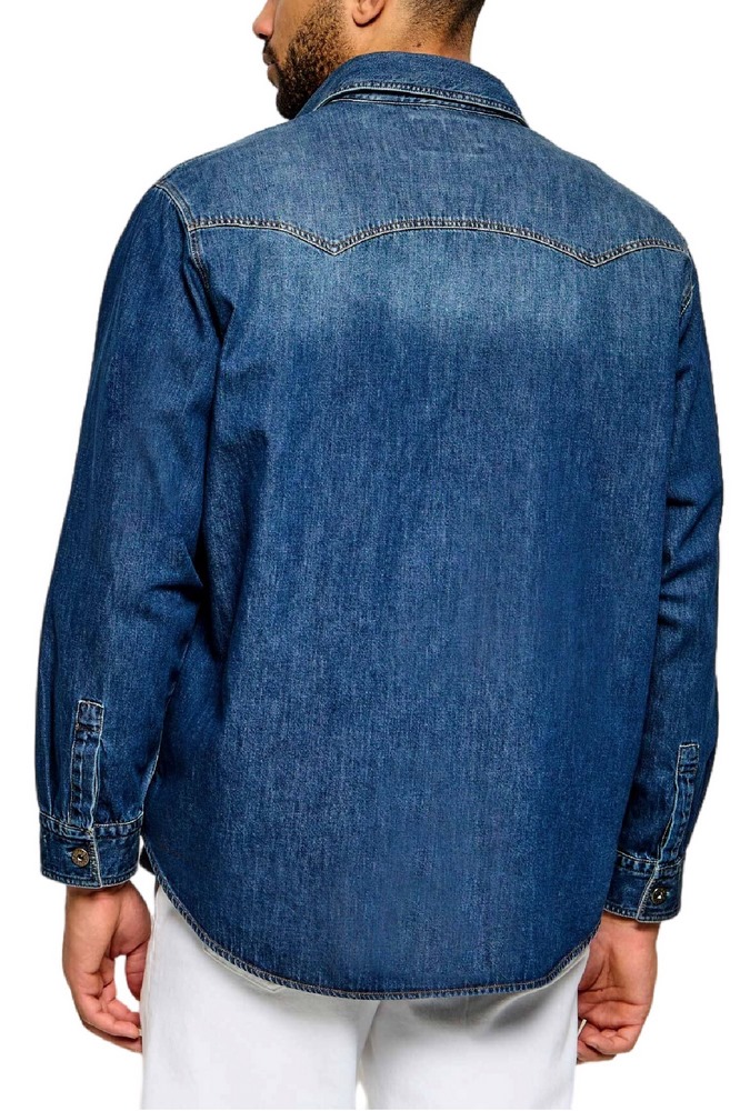 HUGO BOSS EBANT CASUAL SHIRT ΠΟΥΚΑΜΙΣΟ ΤΖΙΝ ΑΝΔΡΙΚΟ BLUΕ DENIM