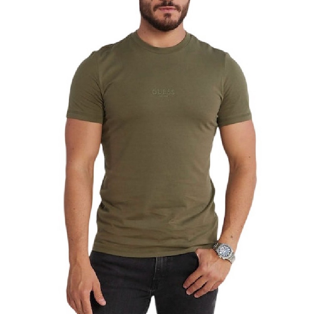 GUESS AIDY CN SS TEE T-SHIRT ΜΠΛΟΥΖΑ ΑΝΔΡΙΚΗ KHAKI