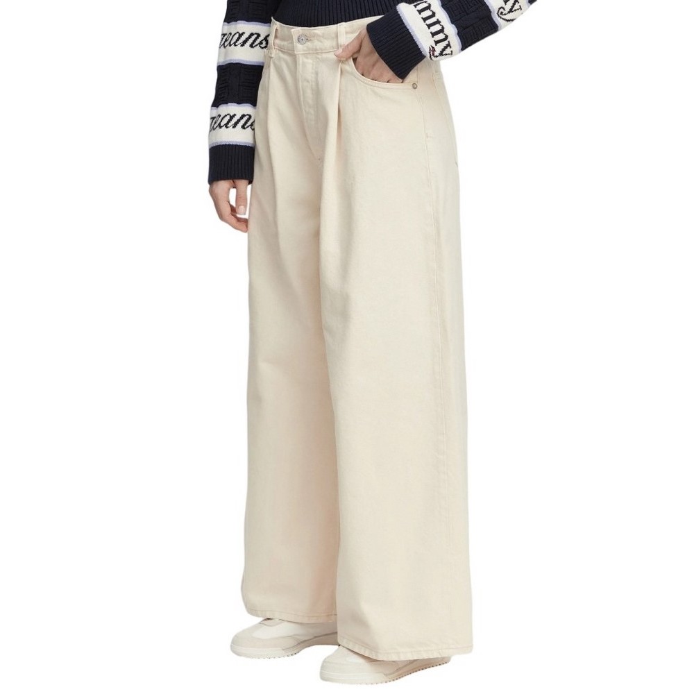 TOMMY JEANS MID RISE BAGGY PLEAT BJ6004 ΤΖΙΝ ΠΑΝΤΕΛΟΝΙ ΓΥΝΑΙΚΕΙΟ DENIM WHITE