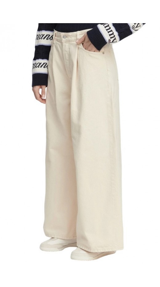 TOMMY JEANS MID RISE BAGGY PLEAT BJ6004 ΤΖΙΝ ΠΑΝΤΕΛΟΝΙ ΓΥΝΑΙΚΕΙΟ DENIM WHITE
