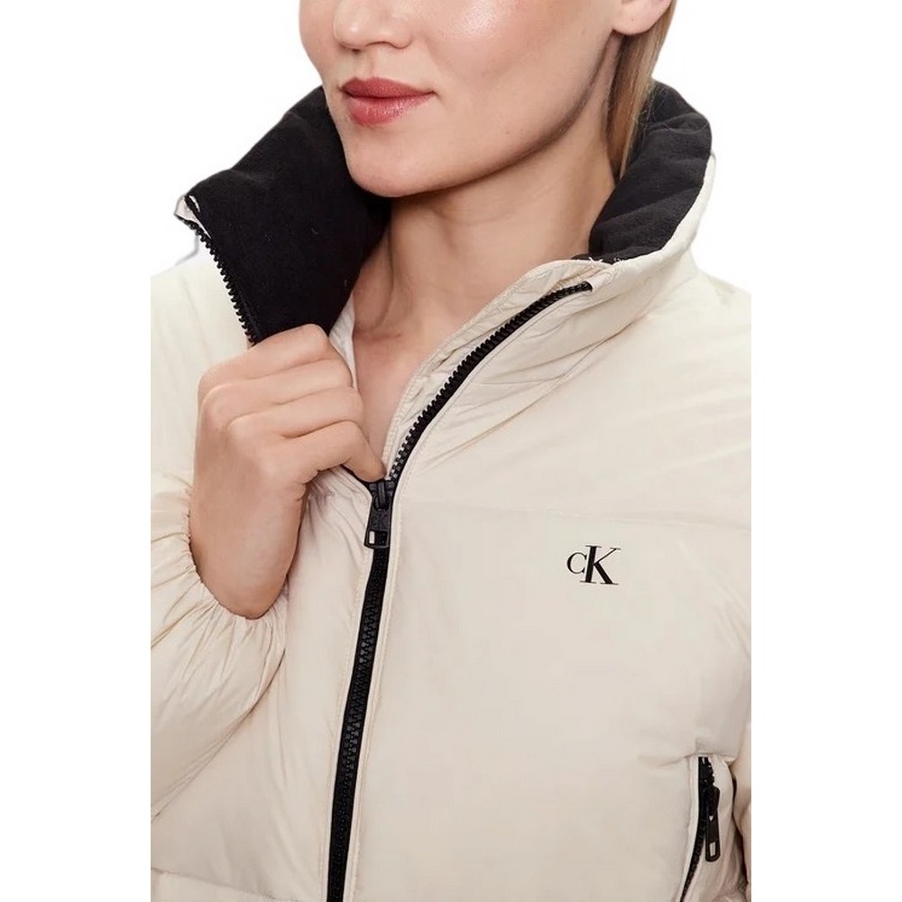 CALVIN KLEIN JEANS MW DOWN CROPPED PUFFER ΜΠΟΥΦΑΝ ΓΥΝΑΙΚΕΙΟ ECRU