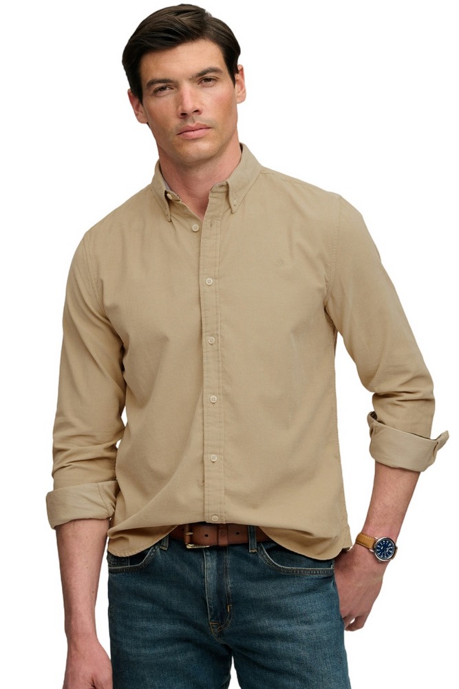 SUPERDRY CLASSIC NEEDLE CORD SHIRT ΠΟΥΚΑΜΙΣΟ ΑΝΔΡΙΚΟ BEIGE