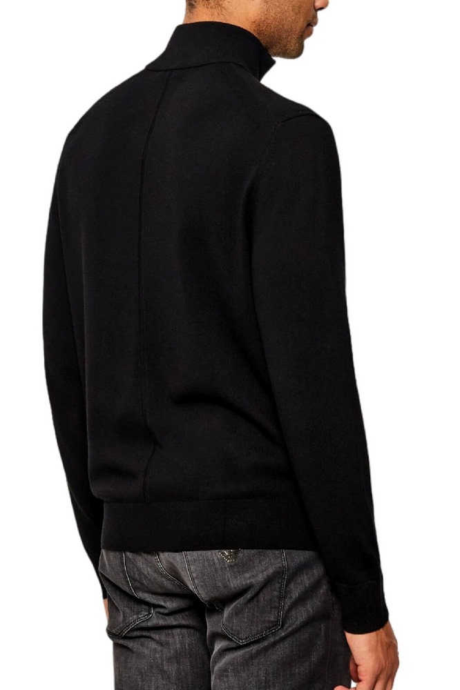 CALVIN KLEIN 100% MERINO QZ 14GG ΜΠΛΟΥΖΑ ΠΛΕΚΤΗ ΑΝΔΡΙΚΗ BLACK