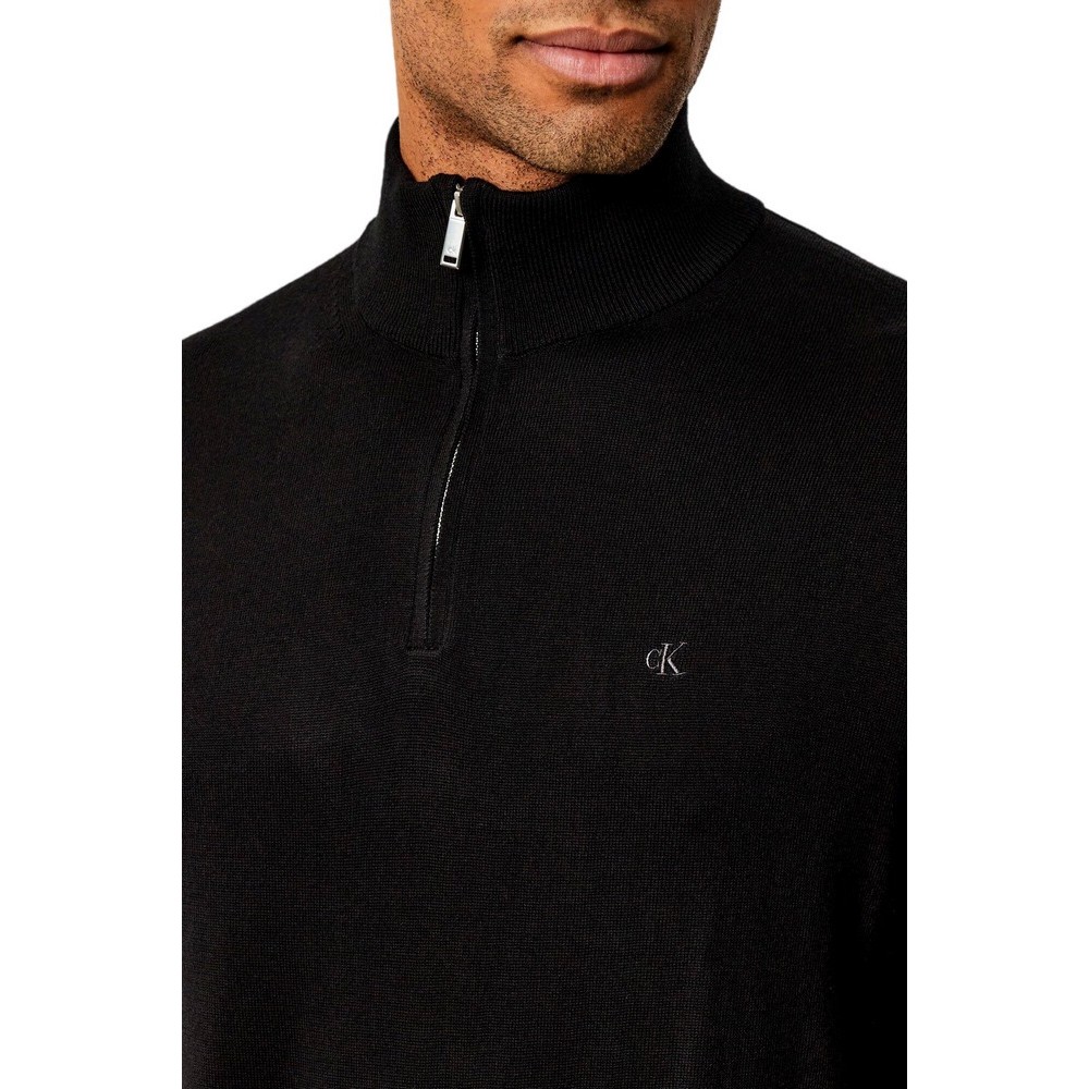 CALVIN KLEIN 100% MERINO QZ 14GG ΜΠΛΟΥΖΑ ΠΛΕΚΤΗ ΑΝΔΡΙΚΗ BLACK