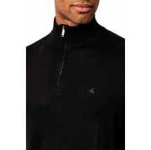 CALVIN KLEIN 100% MERINO QZ 14GG ΜΠΛΟΥΖΑ ΠΛΕΚΤΗ ΑΝΔΡΙΚΗ BLACK