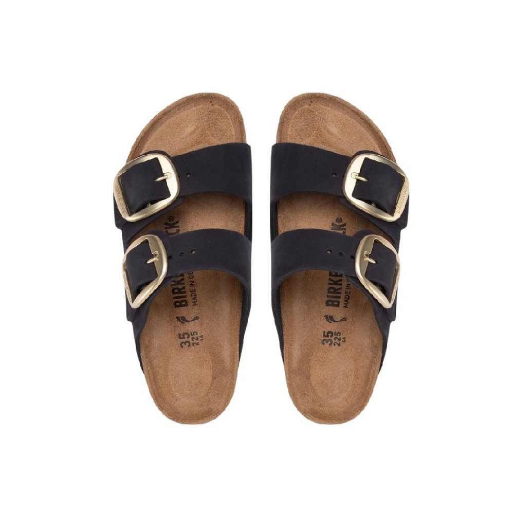 BIRKENSTOCK LEATHER ARIZONA BIG BUCKLE LENB NARROW SEASONAL ΠΑΝΤΟΦΛΑ ΓΥΝΑΙΚΕΙΑ BLACK/GOLD