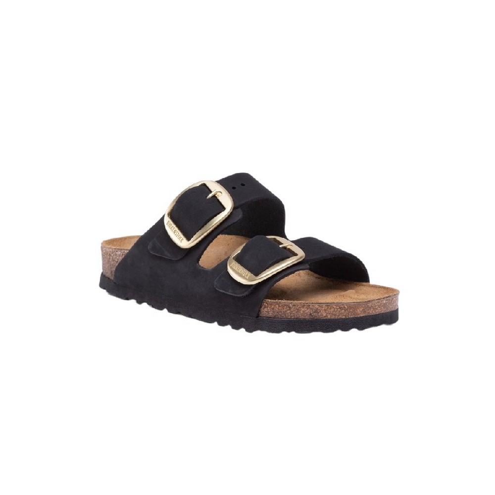 BIRKENSTOCK LEATHER ARIZONA BIG BUCKLE LENB NARROW SEASONAL ΠΑΝΤΟΦΛΑ ΓΥΝΑΙΚΕΙΑ BLACK/GOLD