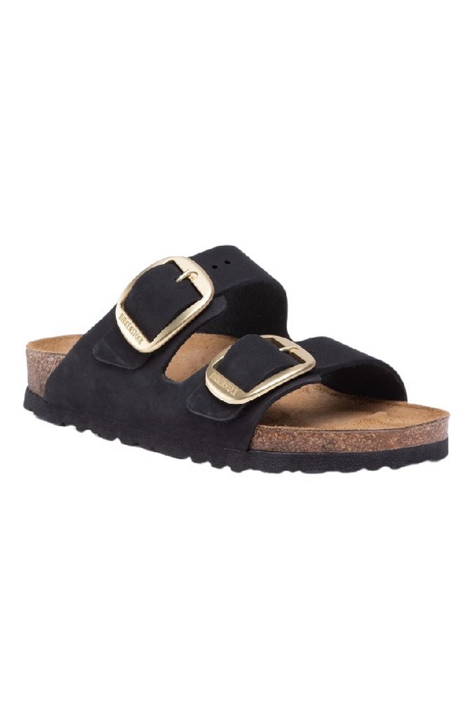 BIRKENSTOCK LEATHER ARIZONA BIG BUCKLE LENB NARROW SEASONAL ΠΑΝΤΟΦΛΑ ΓΥΝΑΙΚΕΙΑ BLACK/GOLD