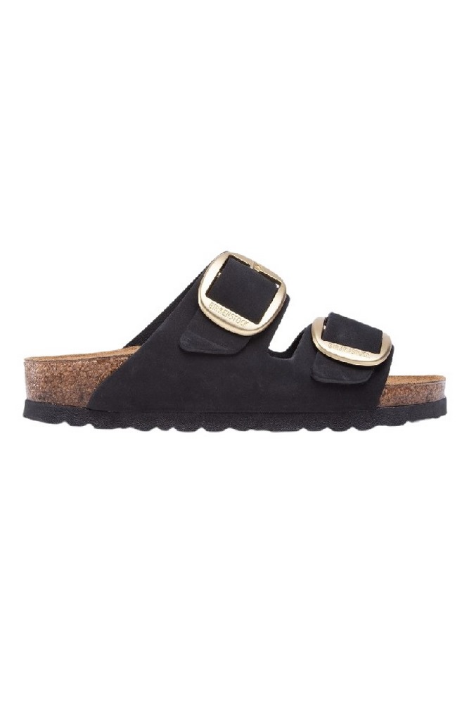 BIRKENSTOCK LEATHER ARIZONA BIG BUCKLE LENB NARROW SEASONAL ΠΑΝΤΟΦΛΑ ΓΥΝΑΙΚΕΙΑ BLACK/GOLD